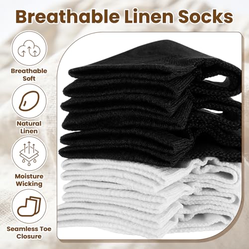 Image of Mepase 6 Pairs Flax Linen Ankle Socks for Women Men 88% Organic Thin Breathable Mesh Low Cut Quick Dry Moisture Wicking Socks