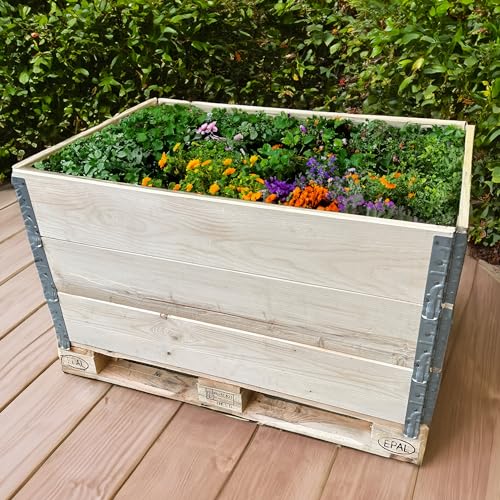 Preisvergleich Produktbild Hochbeet aus Palettenrahmen 3-teilig Palettenrahmen Hochbeet Gartenbeet Aufsatzrahmen auf Europalette Holz Klapprahmen steckbar faltbar
