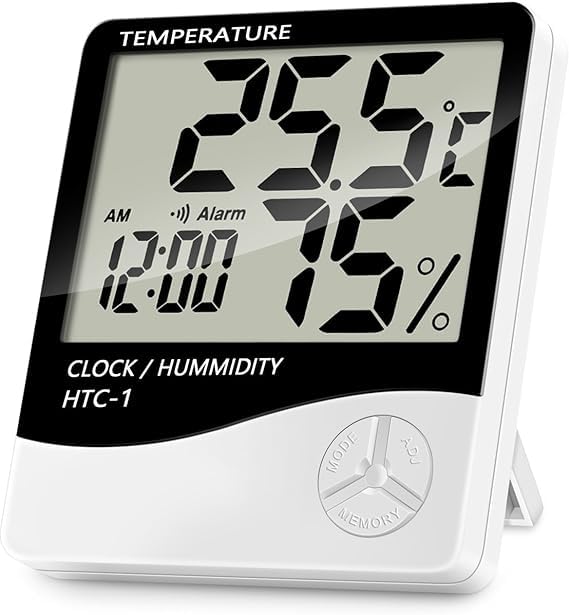 BEATSC Digital Room Thermometer Hygrometer Temperature Detector HTC-1 LCD Display Indoor & Outdoor Thermometer With Clock Time Humidity Monitor (White) (B0D2KSLZ3P) Amazon Price History, Amazon Price Tracker