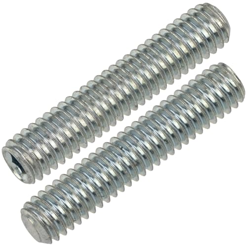 AERZETIX - NV18829 - Juego de 12 Tornillos prisioneros sin cabeza M4x20mm con punta plana - huella HEX2 a 6 lados hueca - en acero - color plata