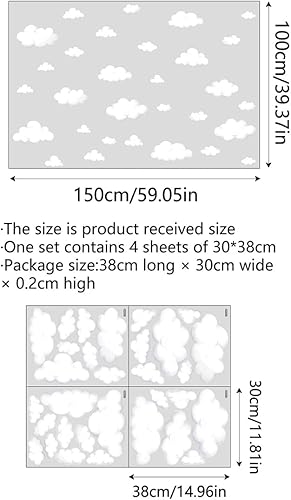 Miniatura 2 de Calcomanías de pared de nubes de acuarela calcomanías de pared de nube boho para decoración de habitación de bebés, niños o niñas, calcomanías de