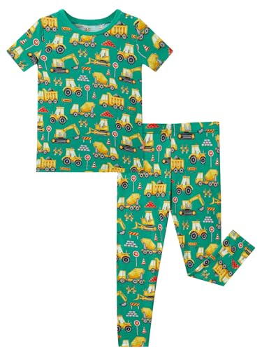 Toddler Boys Girls Pajamas Soft Bamboo Viscose Short Sleeve Top and Pants Summer 2 Piece PJs Set