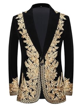 black suit with gold embroidery