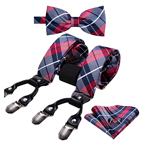 Set para hombre corbata y tirantes de seda rojo miniatura 3