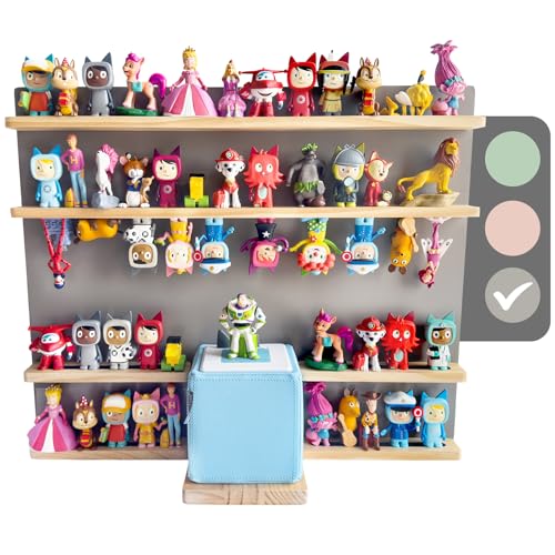 heqxwl Étagère carrée - Étagères murales en bois pour poupées Tonie - Personnalisées - Pour garçons et filles - Gris - Grande taille