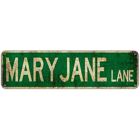 Mary Jane Lane Street Sign - 4x16 Inch Retro Tin Sign Vintage Road Sign Decor