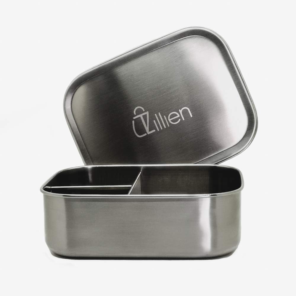 Stainless Steel Lunch Containers by Tzillien - Bento Box for Adult and Kids With Dividers – Multi Compartment Metal Lunch Box - Eco-Friendly And Dishwasher Safe Kids Lunch Containers – Three Section T