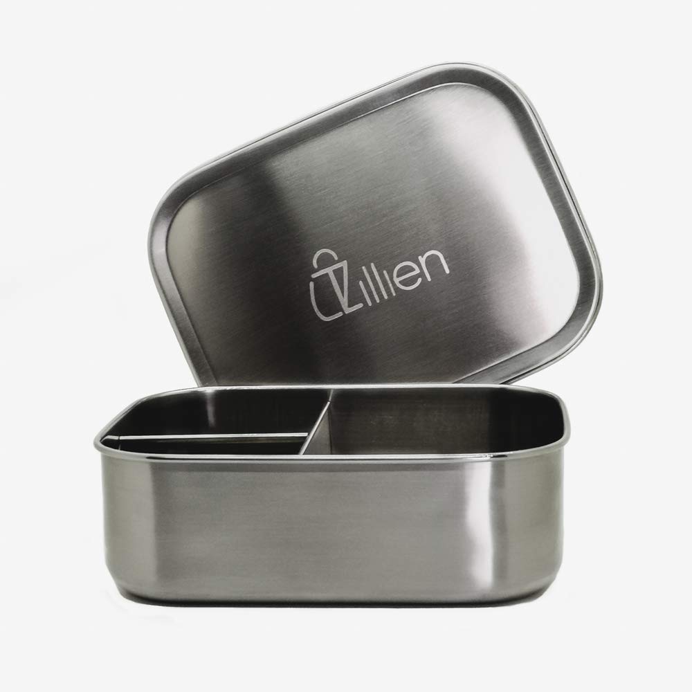 Stainless Steel Lunch Containers by Tzillien - Bento Box for Adult and Kids With Dividers – Multi Compartment Metal Lunch Box - Eco-Friendly And Dishwasher Safe Kids Lunch Containers – Three Section T