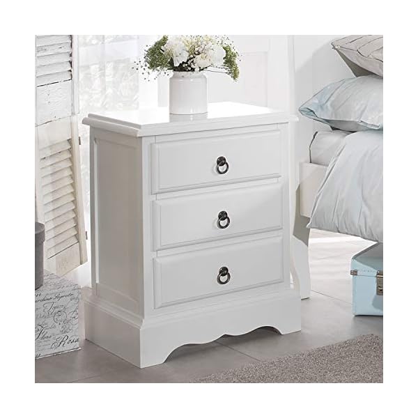Romance Bedside Table. French bedside cabinet with 3 drawers. Very sturdy. FULLY ASSEMBLED - Image 5