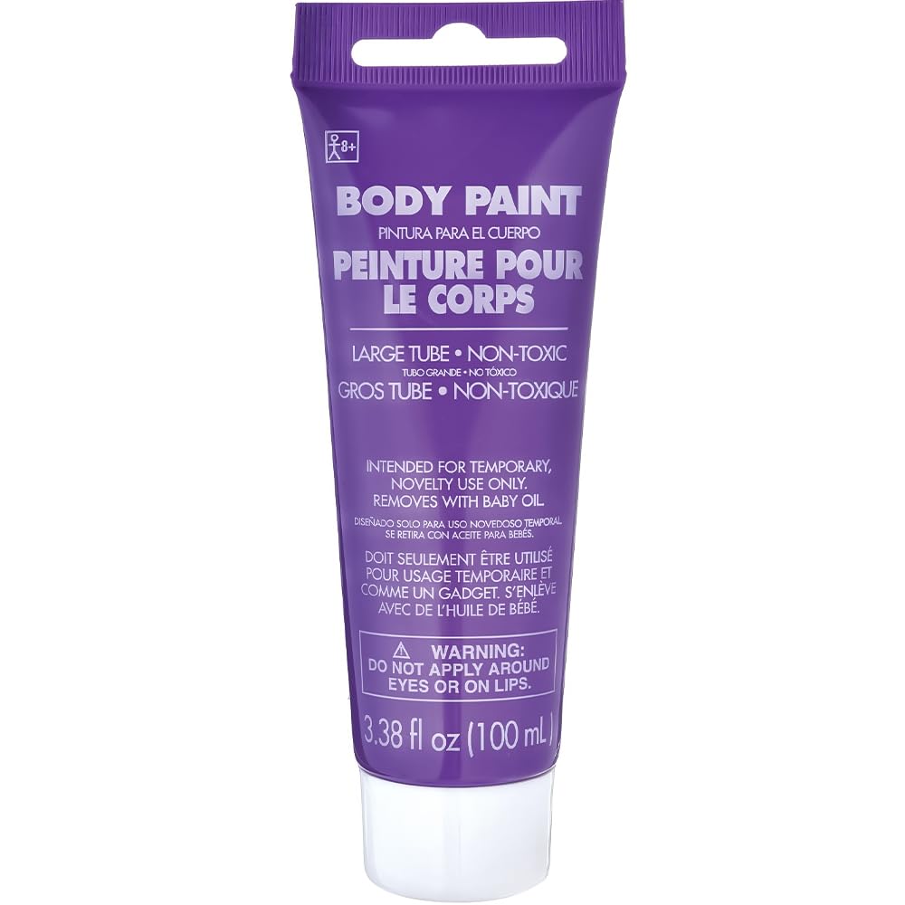 Body Paint for Halloween - 3.38 oz. (1 Pc.) - Vibrant & Easy-to-Apply Costume Makeup, Perfect for Props and Parties, Purple