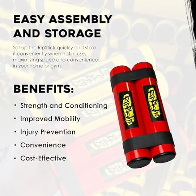 RipStick, Workout Equipment for Joint Rehab, Shoulder and Resistance Training, Muscle Building and Core Workout Equipment with 6 Adjustable Resistance Bands
