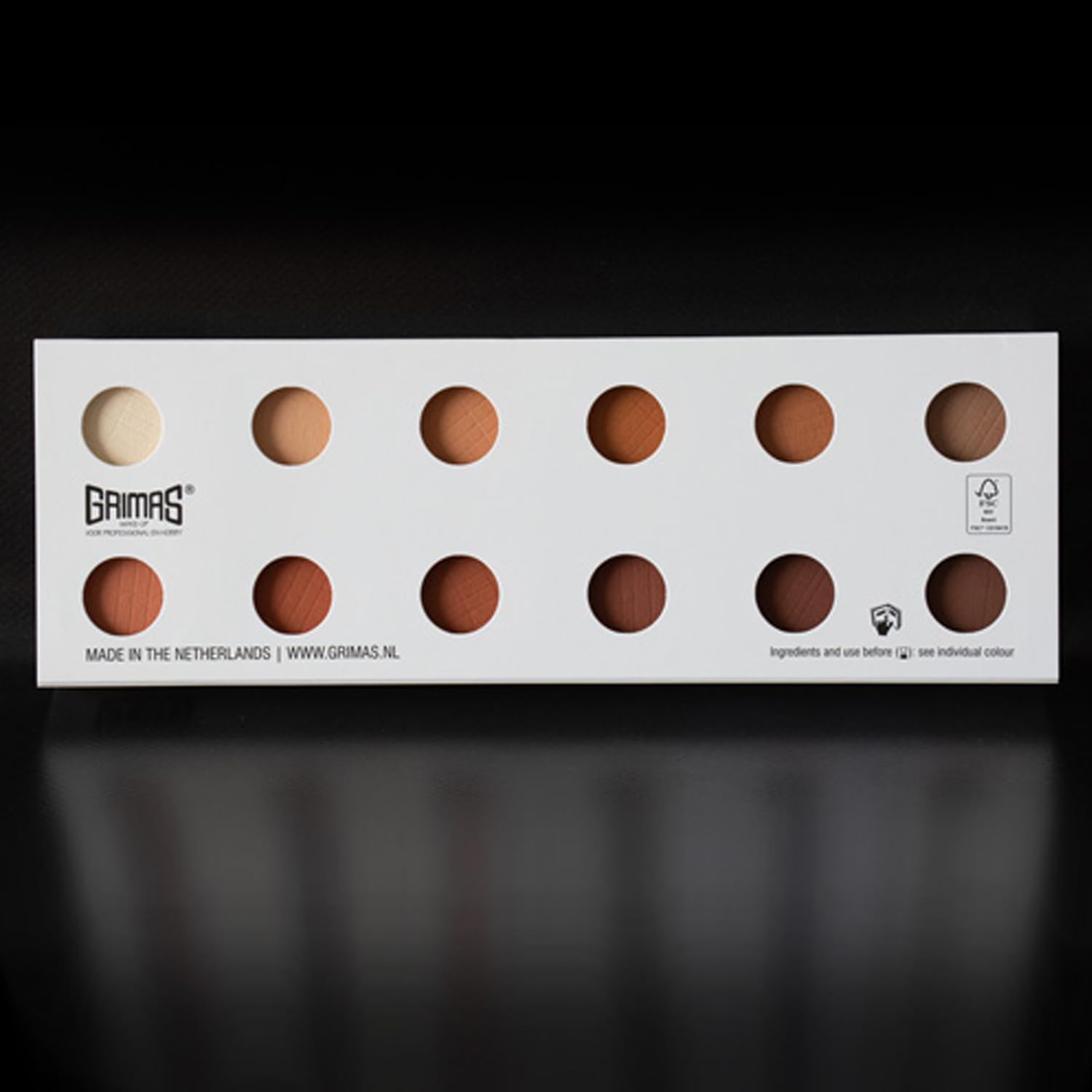 GRIMAS Lidschatten/Rouge Palette RH, 12x2g professionelle Eyeshadow-Farben in warmen braun- bronze- und goldtönen, für Alltag und reifen Teint