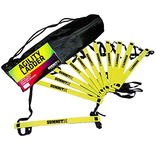 Summit Adjustable Agility Ladder - Agility Speed and Balance Training Fitness Ladder for All Ages – 10 Strips 13ft - Included Carry Bag