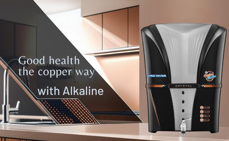 Image of Apec Water Alkaline RO Water Purifier with Bio Copper and Alkaline Filter Technology Purification, UV, UF and TDS Controller | 12Litre | Fully Automatic Function and Best For Home and Office Black 12L
