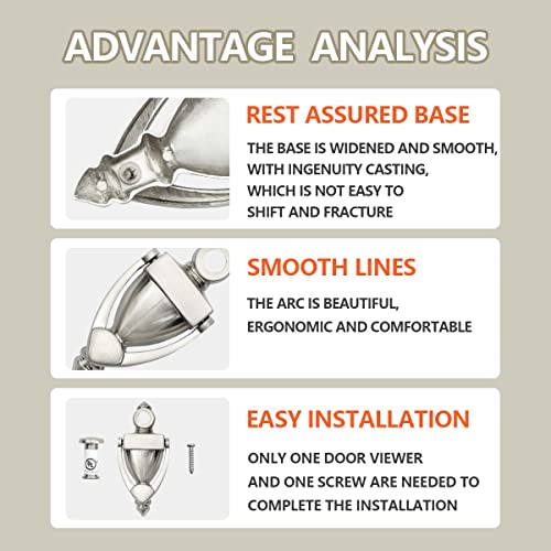Sanato Nickel Door Knocker With Ul Listed Fire Proof Door Viewer, 5 Inch Height (5" Height, Nickel) #TOP3