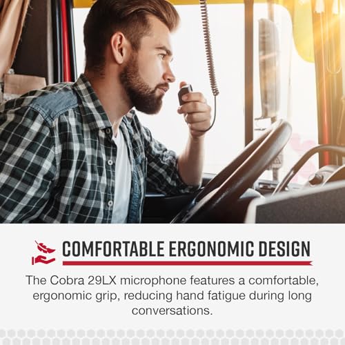 Image of Cobra Replacement Microphone for Cobra 29LX Professional CB Radio - 9-Foot Cord, Black (29LXMIC)