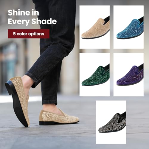 Image of Amali Men's Embellished Velvet Tuxedo Loafers, Smoking Slippers | Velvet slip-on smoking slippers with embellished upper for tuxedos, weddings and formal occasions