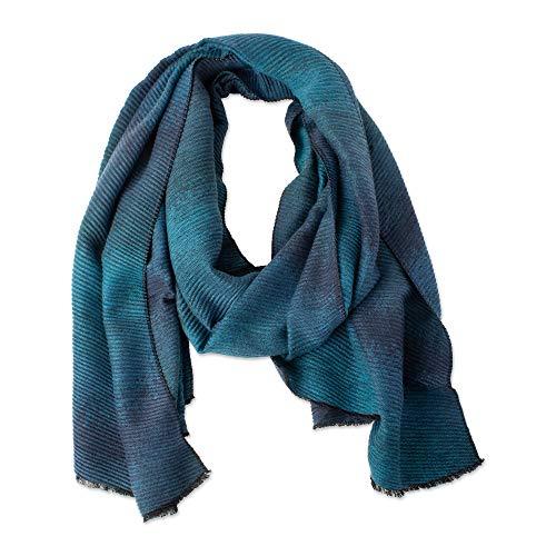 Tickled Pink Accessorie's Cozy Ombre Ridge Texture Oversized Long Scarf with Fringe Edges for All Seasons, Blue & Turquoise, 67x25 Tickled Pink Accessorie's Cozy Ombre Ridge Texture Oversized Long Scarf with Fringe Edges for All Seasons, Blue & Turquoise, 67x25