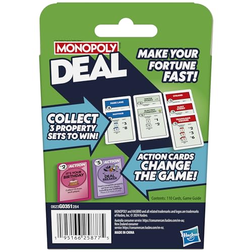 Monopoly Deal Fast Play Family Card Game for 2-5 Players, Ages 8+, White, 19 cm x 92 cm x 0.1 cm - Image 4