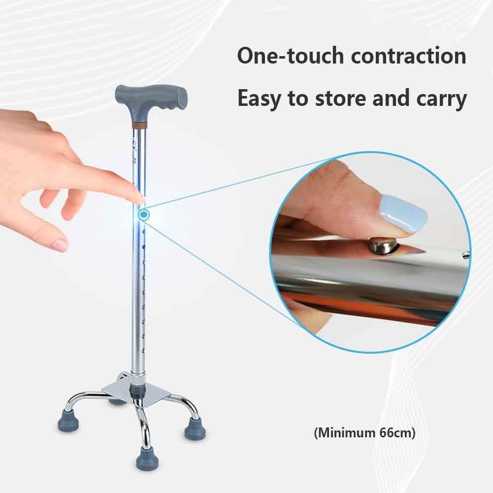 Soporte para bastón para muletas, muleta para bastón, Cesta para Personas Mayores, teleestable, Antideslizante, Ligero, Altura Ajustable con Bastones de 4 pies, para Hombres o muje