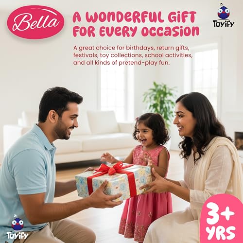 Image of 30 cm Realistic Baby Bella Doll with Soft Body, Real Hair, 3D Eyes & Outfit - Big Size Doll for Kids - Role Play Toy for Girl & Boy - Lightweight, Safe & Adorable Gift Toy | Dolls for Girls