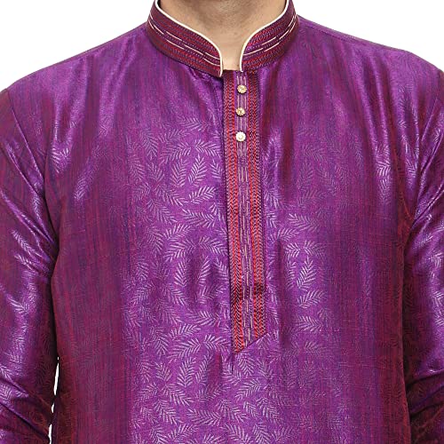Men Art Silk Kurta Pyjama Set Party Fashion Regular Ethinic Wear Indian Dress4