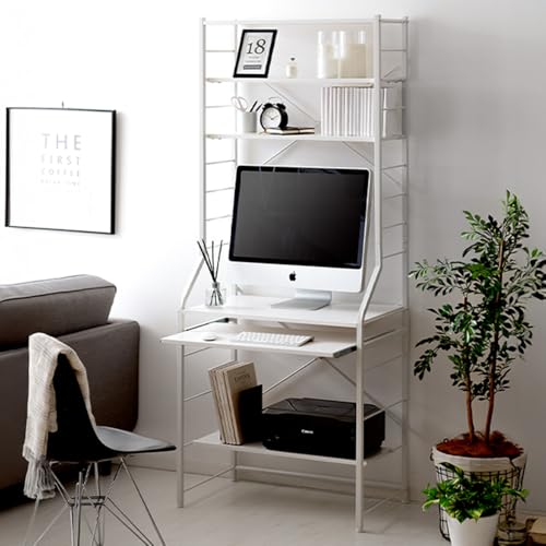 Amazon | エア・リゾーム パソコンデスク 机 ハイデスク ラック付き