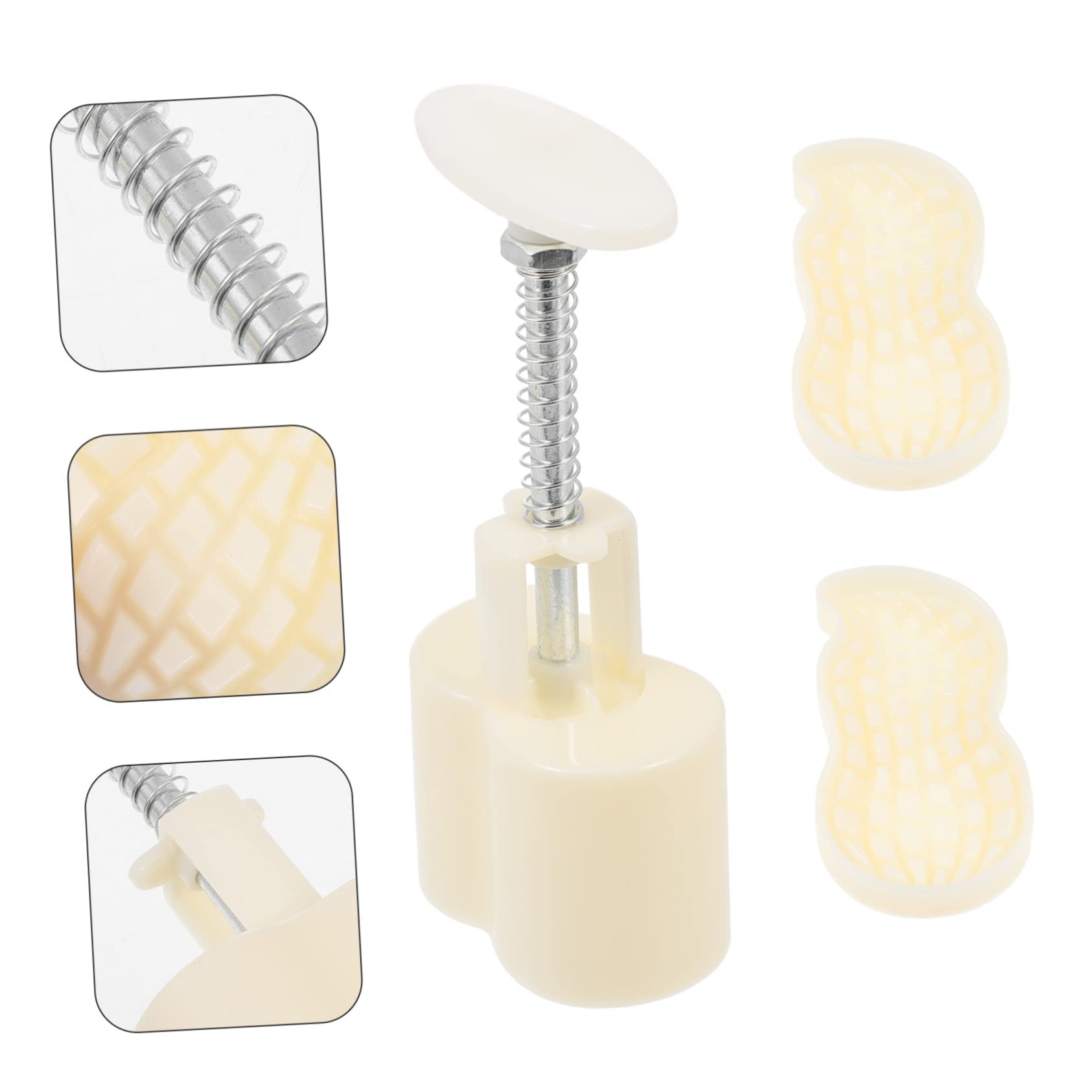 4 Sätze Mondkuchenform Backform Mit Handpresse Käsekuchenform -formpresse Stempel Zum Backen Von Keksen Kuchen-fondant- Keksausstecherform Kekspresse Weiß Plastik Amosfun