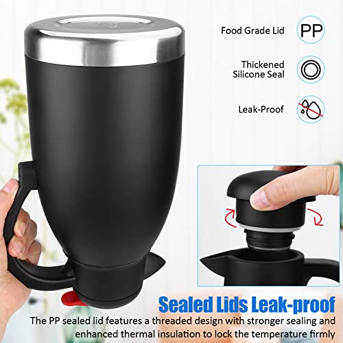 68 Oz Thermal Coffee Carafe,2 Liter Stainless Steel Thermos Carafe,Double Wall Insulated Coffee Server,Fully Sealed Coffee Thermos Dispenser Keep Hot 12 Hours,Vacuum Thermal Pot for Coffee Tea,Black - Thumbnail 6