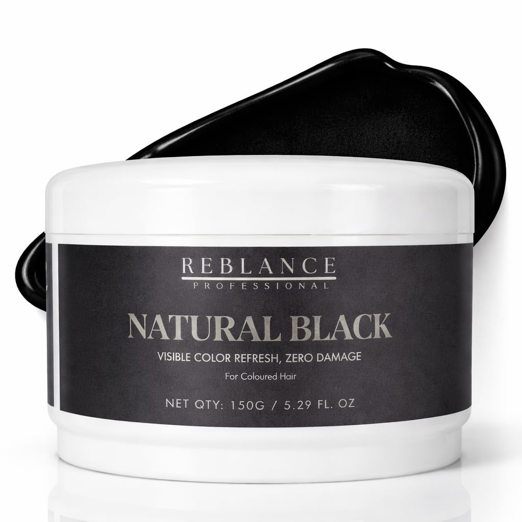 Natural Black Hair Toning Mask 150g | Color Depositing Conditioner for Black & Dark Hair | Hydrating Hair Color Mask with Wheat Protein, Vitamin E & Caviar Extract | No Ammonia | Color Refresh Treatment-image-24