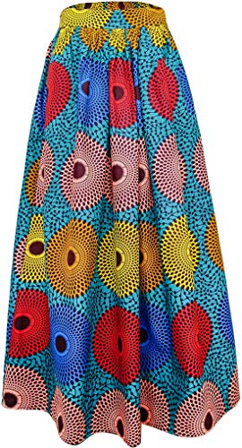 Women African Traditional Costume Ankara Print Skirt Dashiki Long Skirts (XX-Large,E)