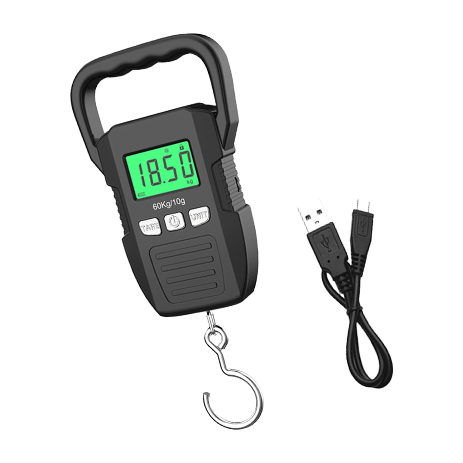 Crffz Rechargeable Model Scale 60Kg Digital Portable Hanging Fishing Weight Scale With Backlit Lcd Display Luggage With Hook Nonslip Heavy Duty Hand