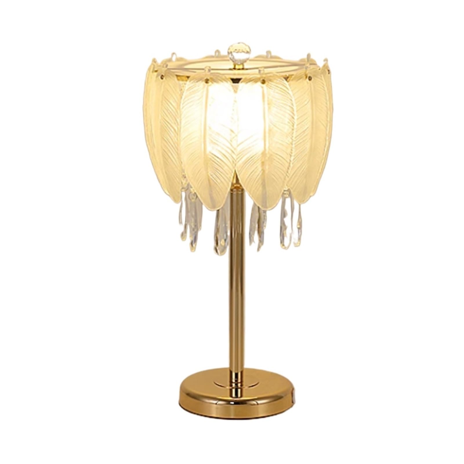 Z4T8M2K6G5 Bedside Lamp Simple and Modern Style Warm Crystal Feather Glass Creative and Personalized Bedside Bedroom Dimming Floor Standing Desk Lamp