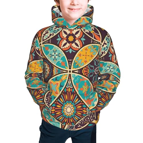 Mandala Flower Element Kids Pullover Hoodies Boys Sweatshirts Girls Athletic Clothes with Pocket2