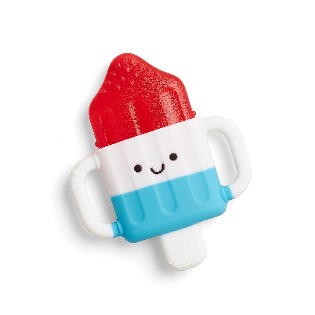 Itzy Ritzy Cold Teether - ハンドル付きイジークール歯固め & 取り外し可能なテクスチャード加工のおしゃぶり (ヒーローポップ)
