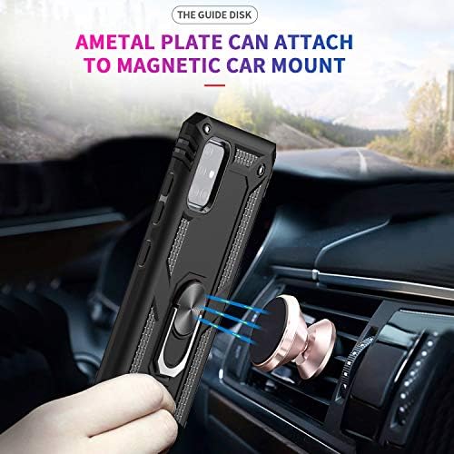 LeYi for Samsung Galaxy A51 Case and Tempered Glass Screen Protector(2 Pack),Magnetic Ring Holder [Military Grade] Protective Silicone Shockproof Tough Armour Hard Phone Cover for Samsung A51 Black