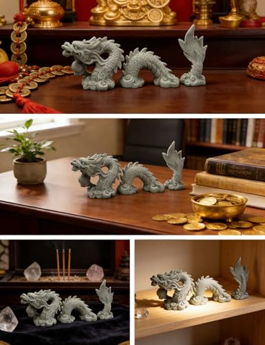Estatua dragón chino feng shui decoración hogar oficina miniatura 2