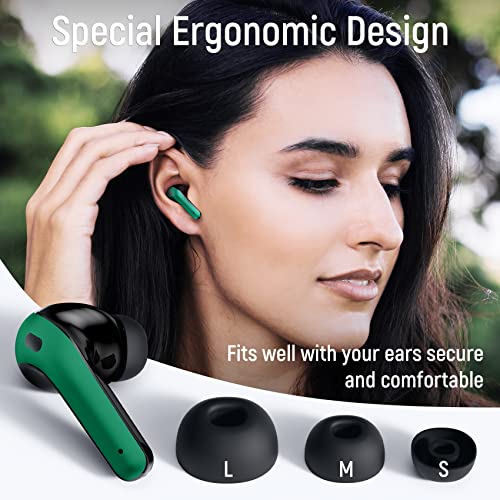 Wireless Earbuds Bluetooth Headphones 60H Playtime Ear Buds With Led Power Display Charging Case Earphones In-Ear Earbud With Microphone For Android Cell Phone Gaming Computer Laptop Sport Green #TOP5