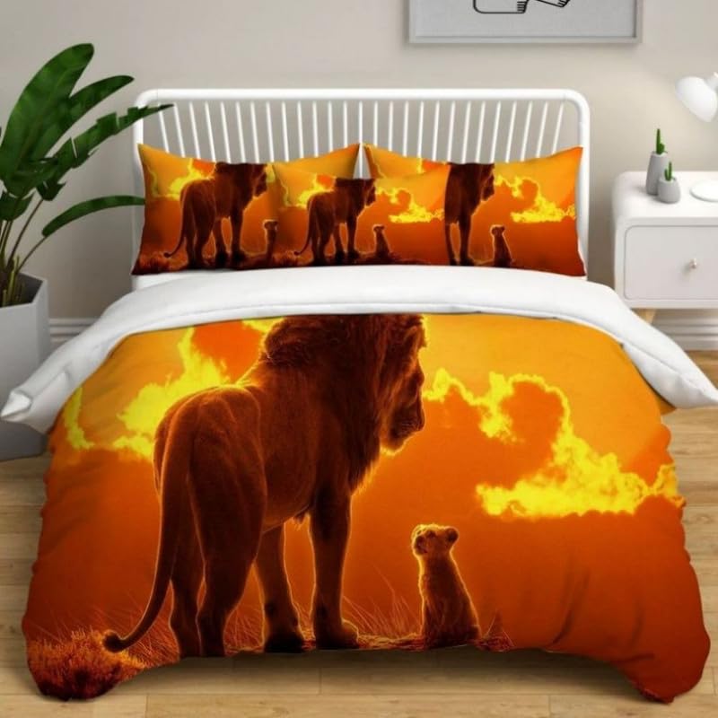 Parure de lit 240 x 260 lion orange idéale pour illuminer une chambre parentale
