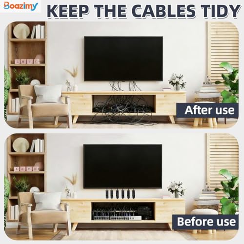 Clips de Cable Autoadhesivos 60 Piezas, Sujetacables Negros de 7.5mm con Adhesivo Fuerte, Organizador de Cables para Debajo de Escritorio, Pared, TV, PC y Ethernet miniatura 5