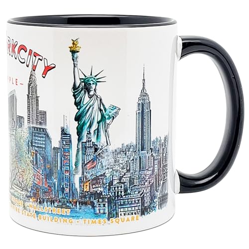 DESSAPT Arts - New York City - Mug Céramique 325 ml - Tasse-Cdeau Unique avec les Magnifiques Paysages New-Yorkais - Imprimé en France - Blanc et Noir