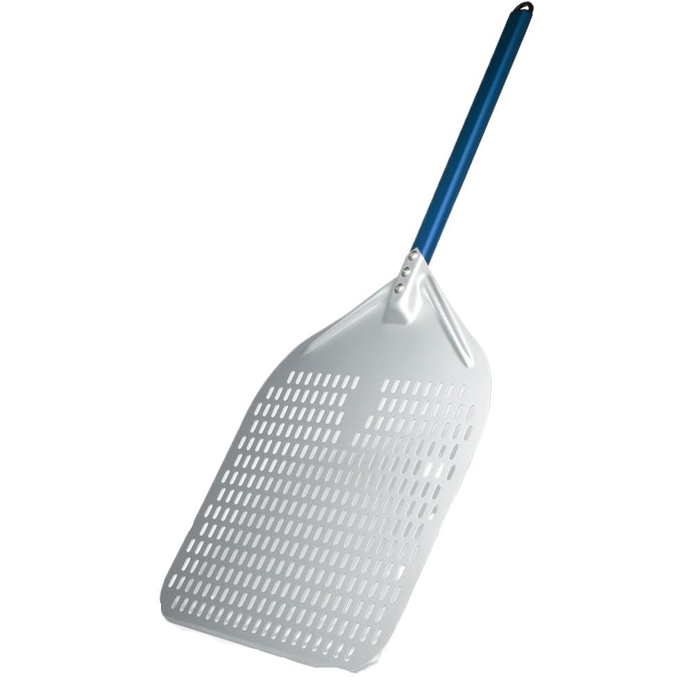 WANGSHAOWEI Pizza ​Paddle 14/13/12 Inch Perforated Pizza Shovel Retangular Paddle Multiple Color Handle Peel(14inch 78cm Blue)