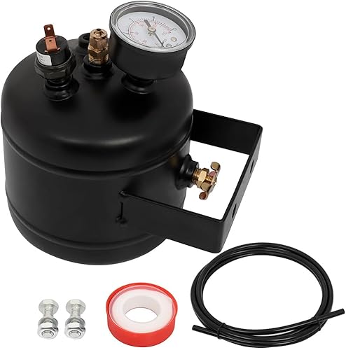 STAYTOP Tanque de compresor de aire de 0.5 galones, 5 puertos, con interruptor de calibre de aire, reemplazo para suspensión neumática, bocina de