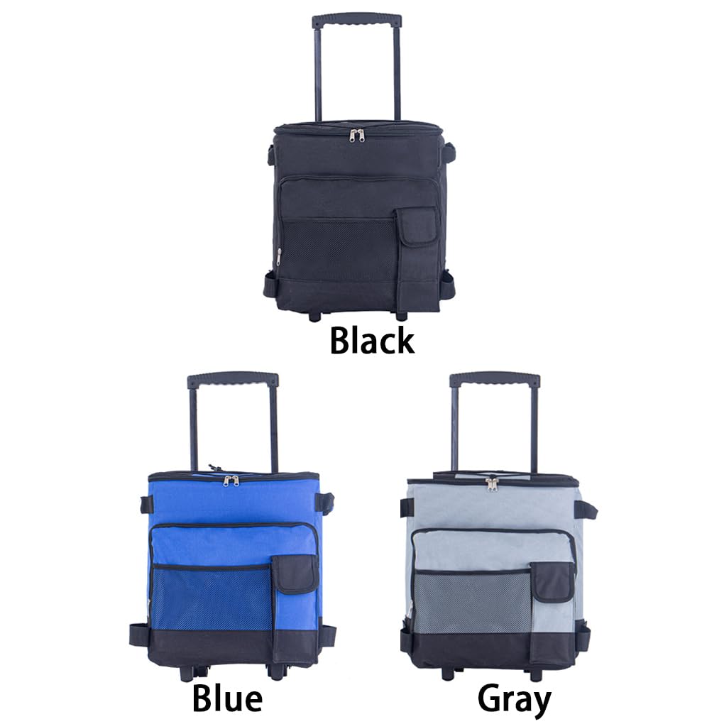 Borsa termica da 43 litri con ruote e maniglia - Borsa termica grande con cerniera e tasca in tessuto Oxford resistente per esterni, blu
