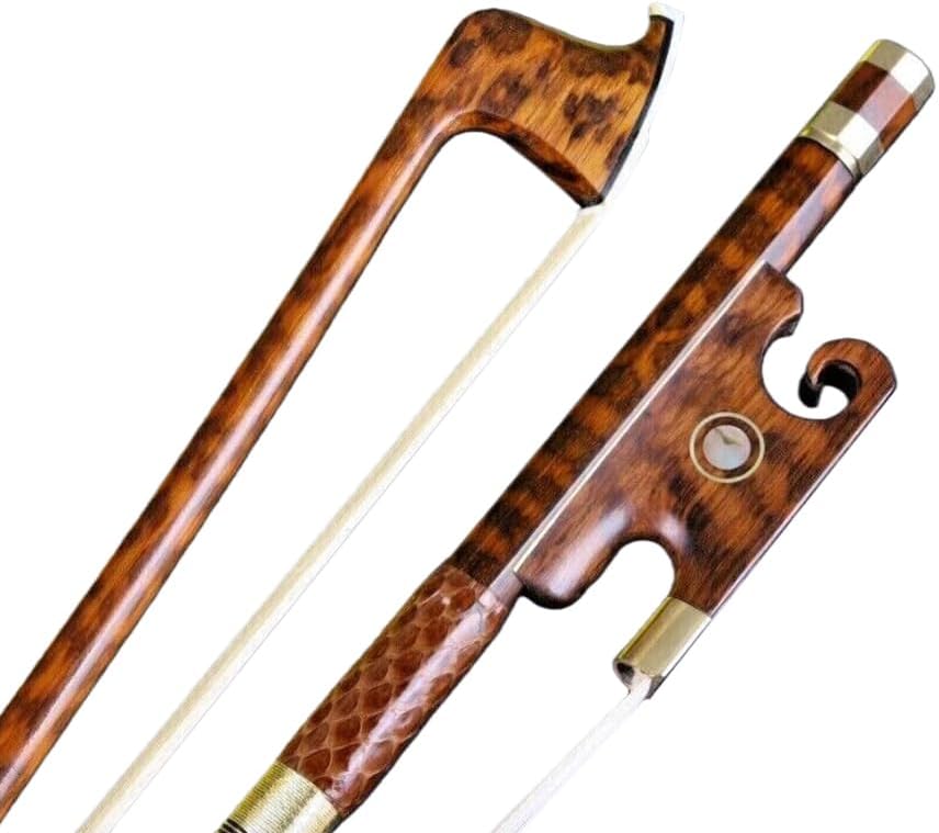 Yinfente Violin Bow 4/4 Full Size Snakewood With Pearl Eye Natural Bow Hair Pernambuco Level, Stiff & Well Balanced,Violin Bow Full Size For Violinists & Fiddlers of All Skill Levels