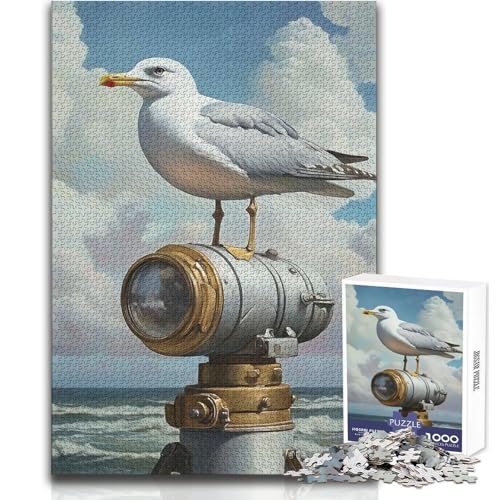 Rompecabezas de 1000 Piezas para Adolescentes, Gaviota Posada sobre un Foco náutico, Juego Educativo Familiar, desafío difícil, Regalo de cumpleaños, tamaño 50x75cm