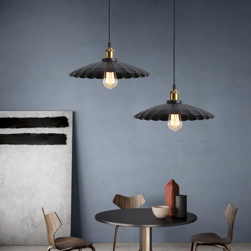 Suspension Noire de Style Industriel pour évier de Cuisine, luminaire Suspendu Vintage pour Salle à Manger, Lampe Suspendue rétro Style Ferme, Lustre pour îlot de Cuisine/Bar (11,8 po)