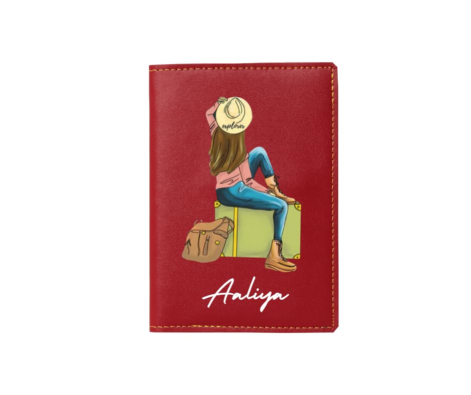 Image of Unisex Passport Cover for Men & Women | Printed, Classy & Stylish | Vegan Leather Passport Cover for Travel (UV Wine)