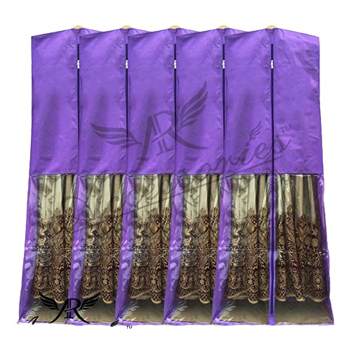 AR ACCESSORIES Non Woven Fabric Wedding Lehenga Gown Long Dress Garment Cover Bags with Front Zip -72" with 8" Gusset (Purple)