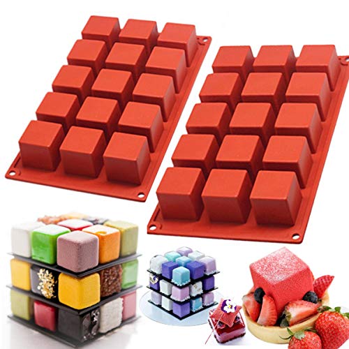 MUYULIN Silicone Mousse Cake Molds (2 Pack) Candy Molds, Mini Petit for Cups, Baking Cakes for Rubik's Cube Chocolate Truffle Cookie Cake